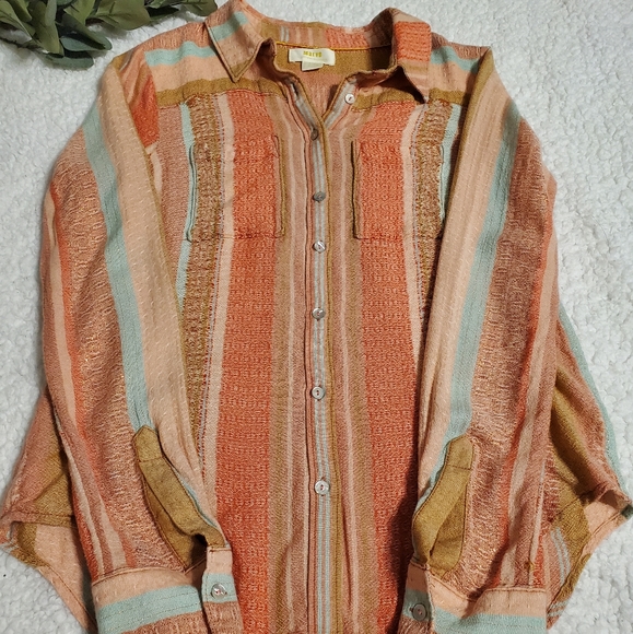 Maeve By Anthro Textured Buttom Down - Picture 2 of 8